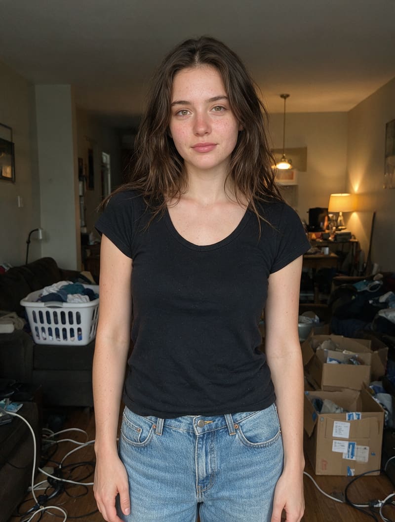 Original photo with cluttered living room background