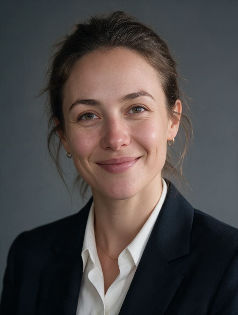 Professional headshot with blazer and studio background made with AI