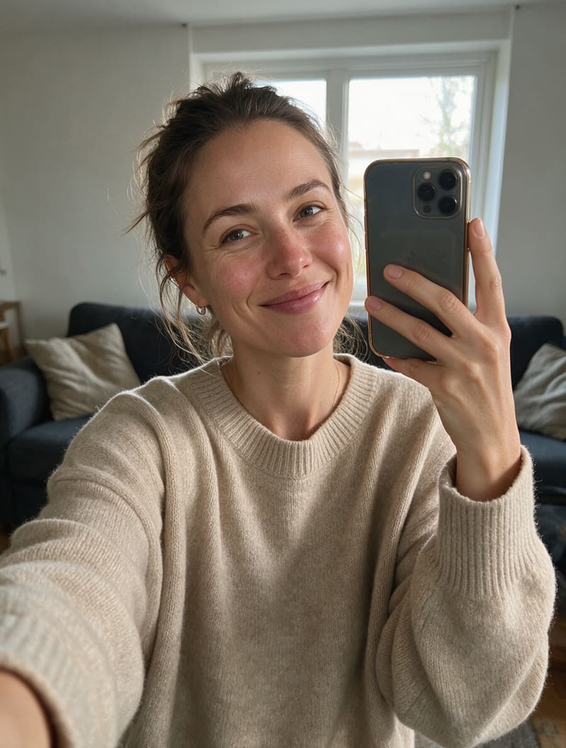 Casual selfie in a sweater at home
