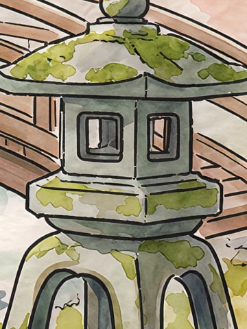 After: the same crop after AI upscaling to 4K in Creative mode – sharp brush strokes and paper texture at 100%