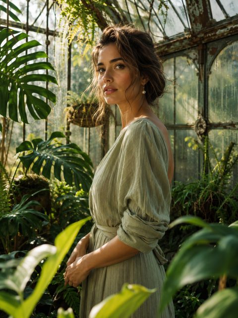 Botanical greenhouse portrait – AI image prompt example