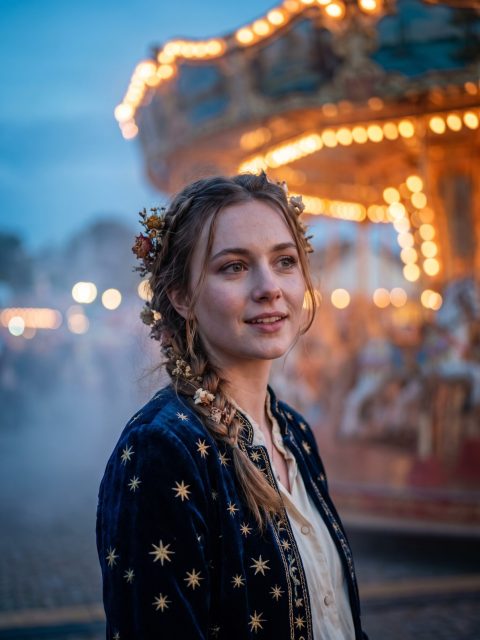 Carnival twilight portrait – AI image prompt example