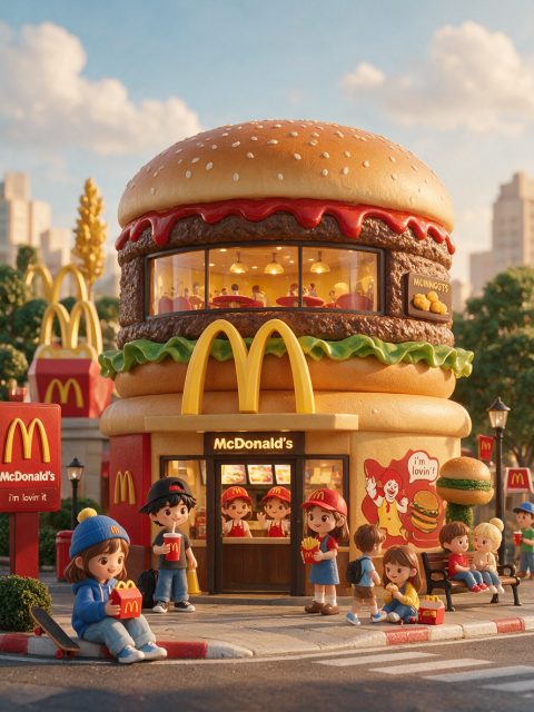 Chibi McDonald's restaurant – AI image prompt example