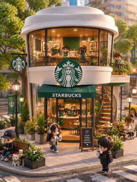 Chibi Starbucks café miniature – AI image prompt example