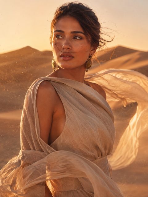 Desert wind portrait – AI image prompt example