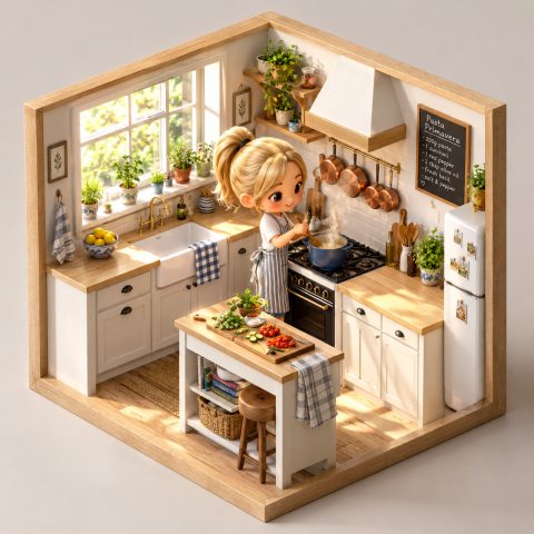 Chibi Scandinavian kitchen cube