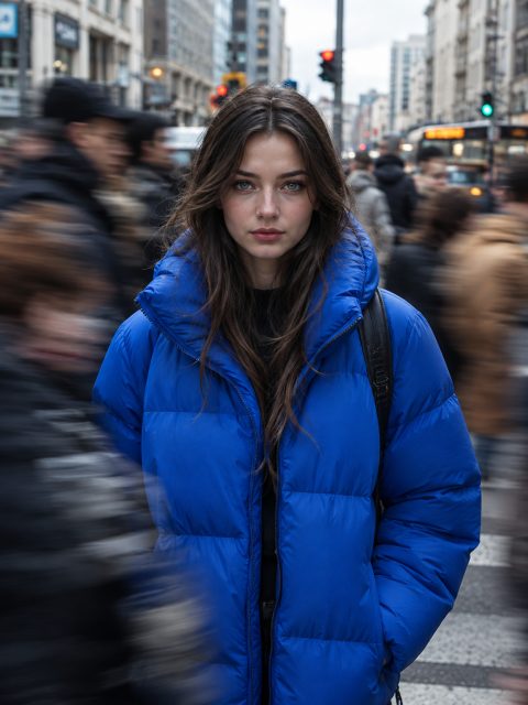 Stillness in the city crowd – AI image prompt example