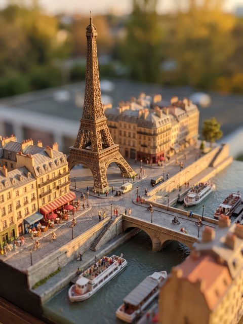 Tilt-shift Paris diorama – AI image prompt example
